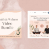 Health and Wellness Video Bundle with Master Resell Rights — Faceless Instagram Reels for Meditation, Mindfulness, and Marketing Success. Two people representing calmness and creativity on a soft pink background, promoting digital growth and well-being content.
