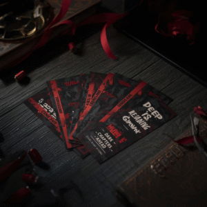 Elegant thriller and horror-themed digital bookmarks — printable SVG, PDF, and PNG templates displayed on a dark, cinematic background.