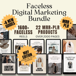 22 Faceless Digital Marketing Products Bundle | DFY Content with Master Resell Rights (MRR)