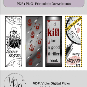 Thriller Bookmark | Psychological Thriller Bookmark | Dark Suspense Book Lover Gift | Printable Digital PNG + PDF